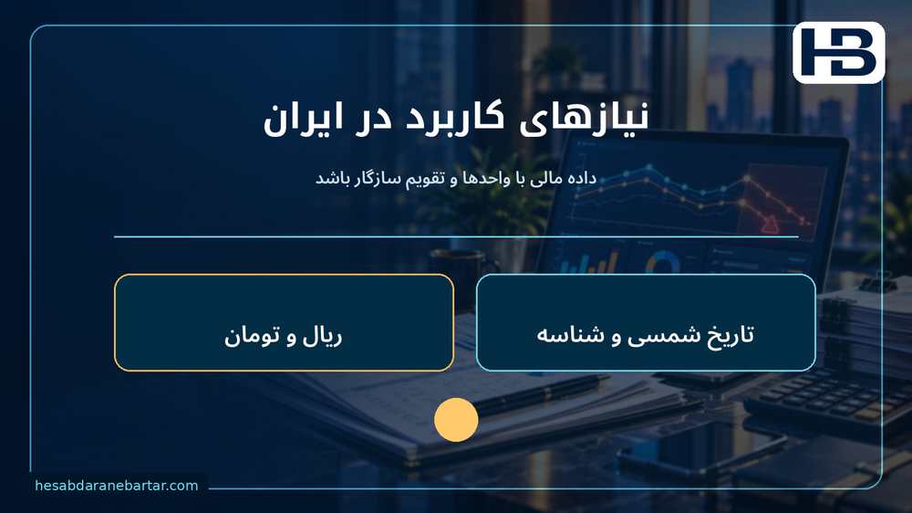 نیازهای کاربرد در ایران؛ داده مالی با واحدها و تقویم سازگار باشد