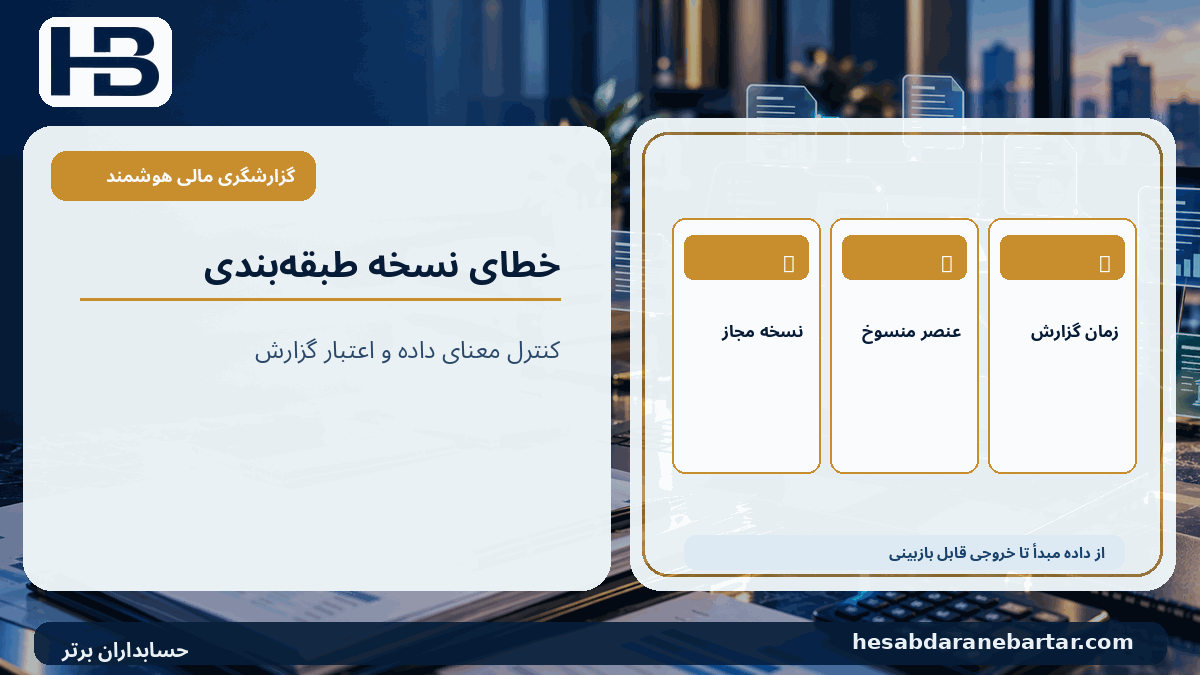 خطای نسخه طبقه‌بندی؛ نسخه مجاز، عنصر منسوخ، زمان گزارش در کنترل کیفیت گزارشگری مالی