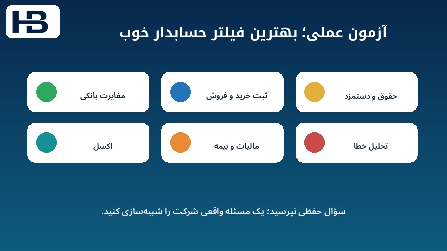 نمونه اجزای آزمون عملی برای استخدام حسابدار
