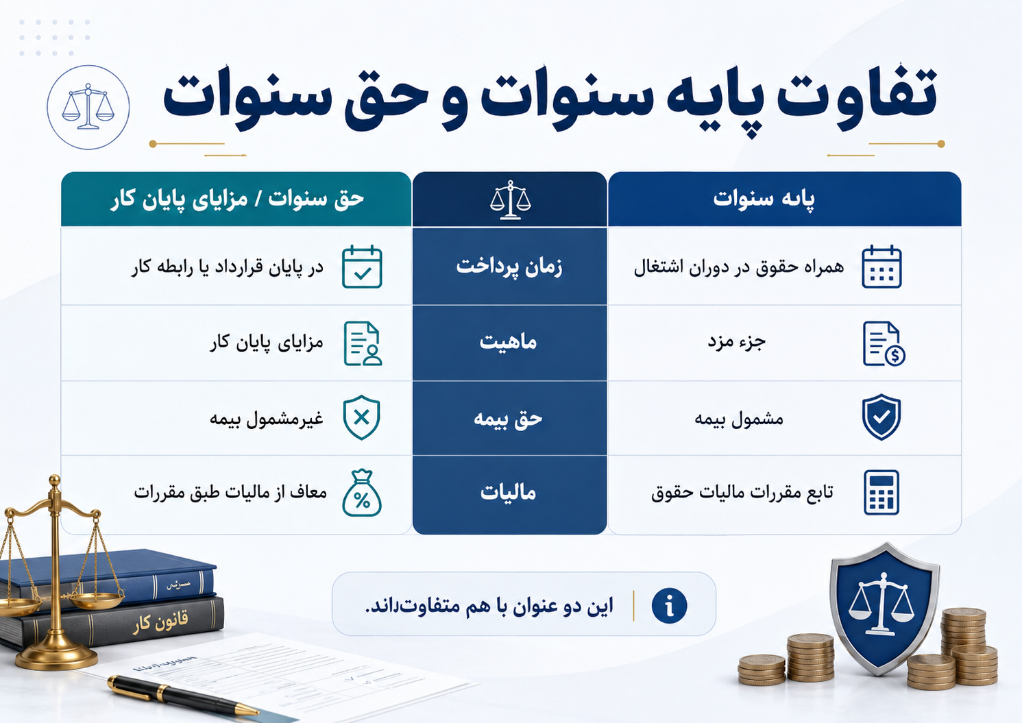 تفاوت پایه سنوات با حق سنوات