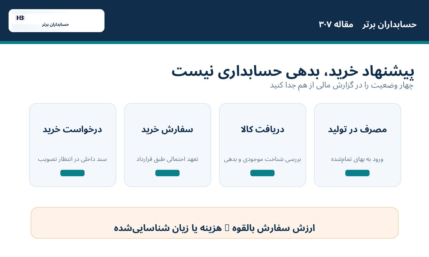 حسابداران برتر؛ تفاوت درخواست خرید، تعهد خرید و موجودی کالا