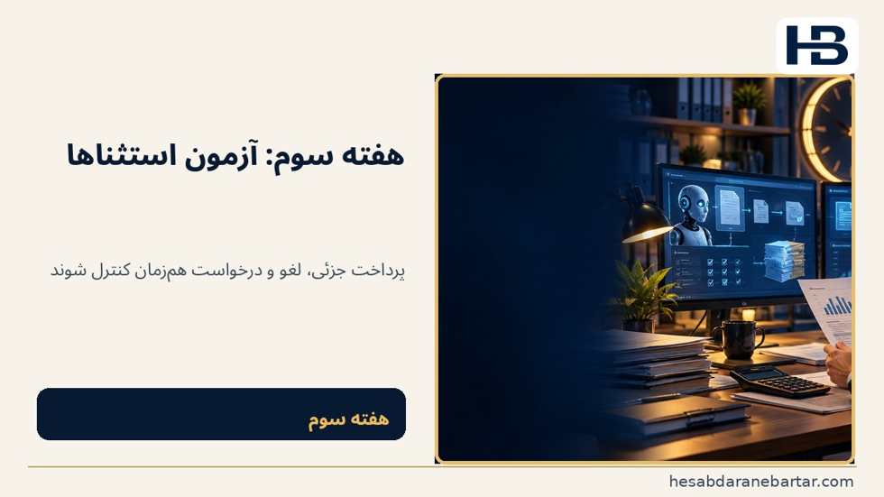 تصویر اجرای آزمایشی چهار هفته‌ای برای شرکت ایرانی؛ هفته سوم: آزمون پرداخت جزئی