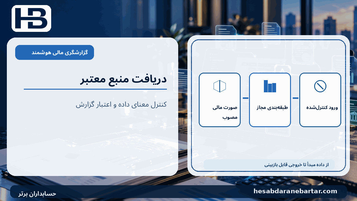 دریافت منبع معتبر؛ صورت مالی مصوب، طبقه‌بندی مجاز، ورود کنترل‌شده در کنترل کیفیت گزارشگری مالی
