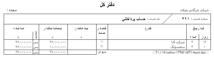 دفتر حسابداری 