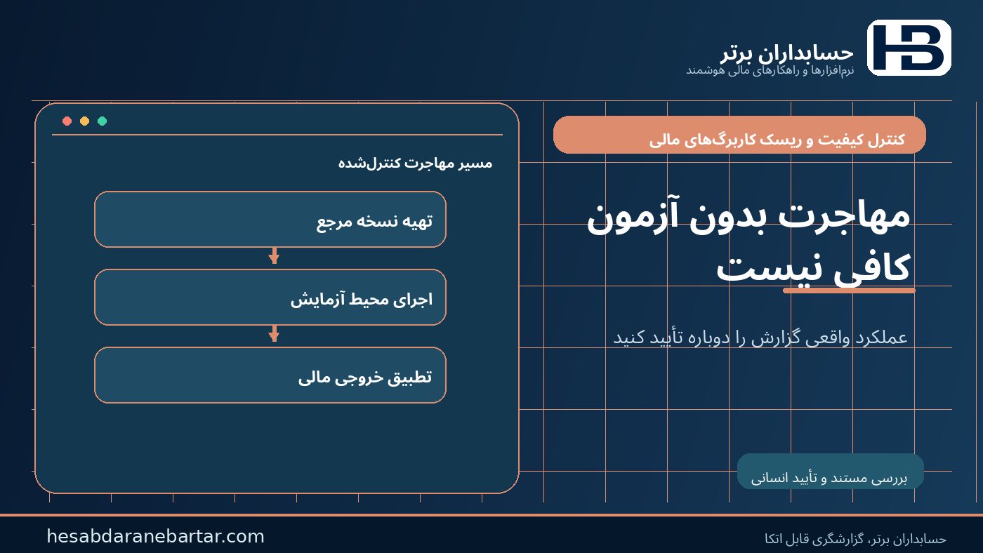 مهاجرت بدون آزمون کافی نیست؛ فرایندهای حساس باید کنترل شوند در کنترل ریسک کاربرگ‌های مالی