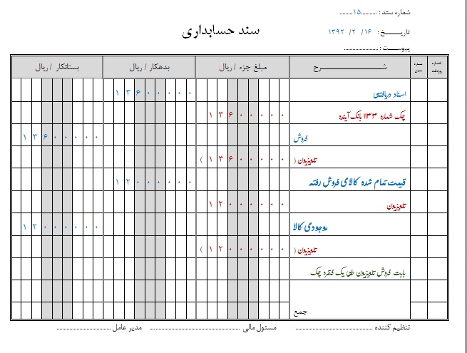 آموزشی حسابداری مثال