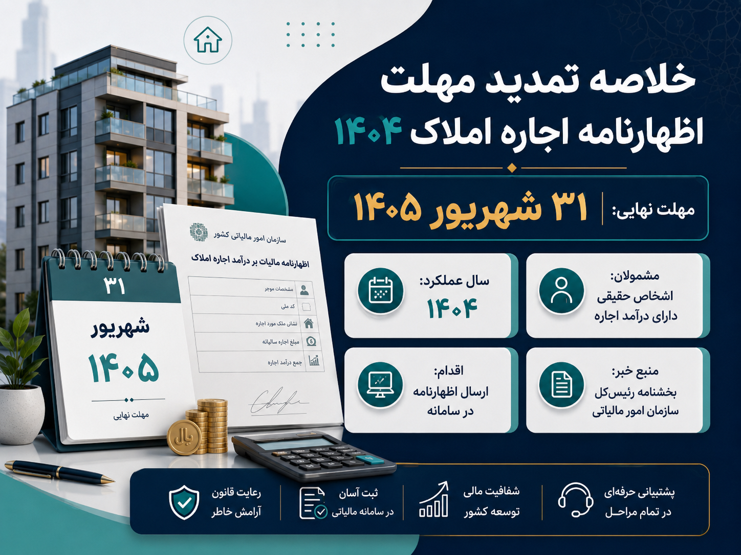 مهلت اظهارنامه مالیات اجاره املاک
