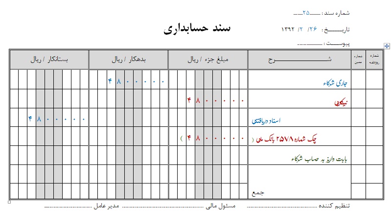 نمونه آموزش حسابداری