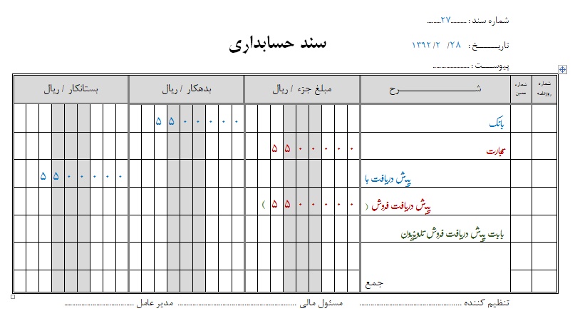 مثال اموزش حسابداری