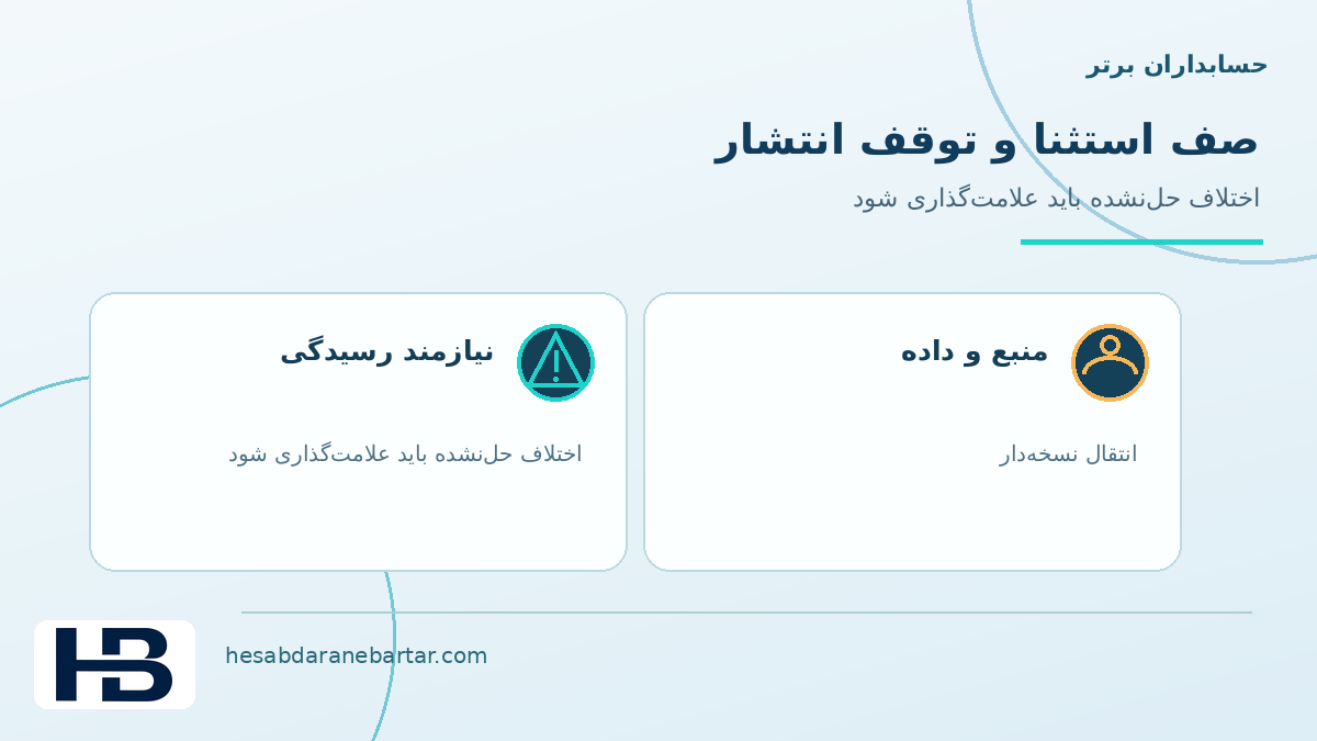 تصویر مفهومی صف استثنا و توقف انتشار در کنترل کاملبودن داده اتصال ERP